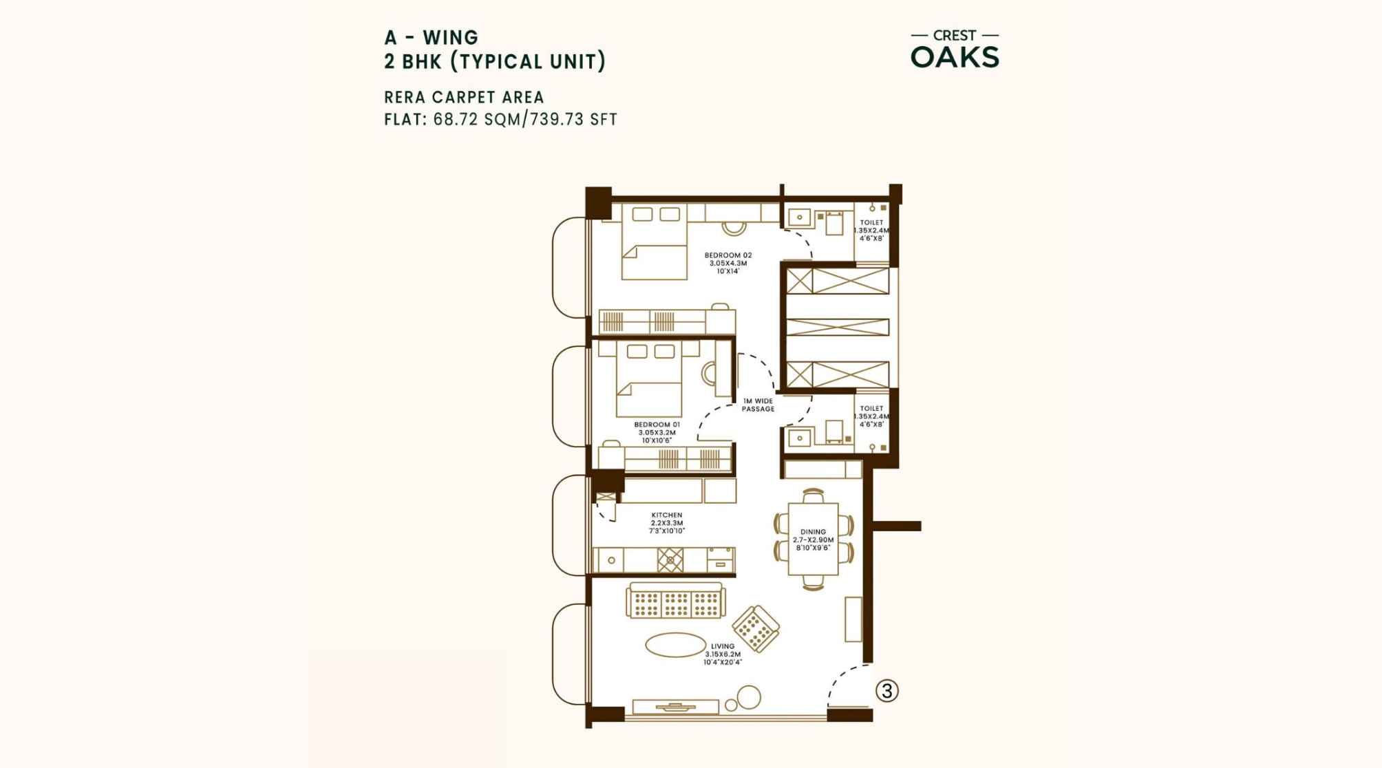 Crest-Oaks-Floor-Plan-Wing-A-2-BHK-739-Sqft